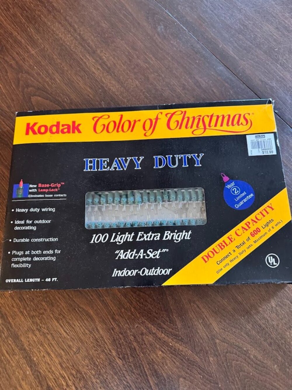 Vintage Box Kodak Color of Christmas 100 Light Add A Set White String Lights